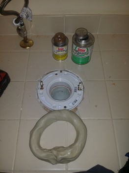 Installed new flange and wax ring for the bathroom toilet, IL