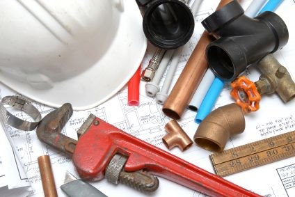 Plumbing parts, tools, and plans used by Jimmi The Plumber.